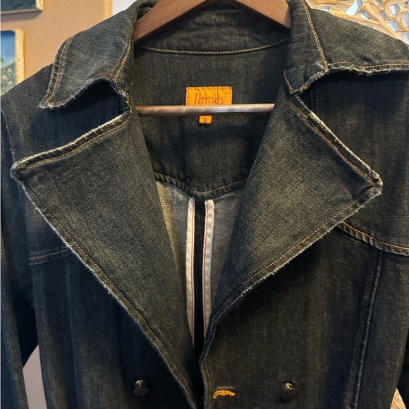 Great Jeans Jacket! Denim Knee length Trench Coat. PRISTINE CONDITION. - Picture 1 of 9